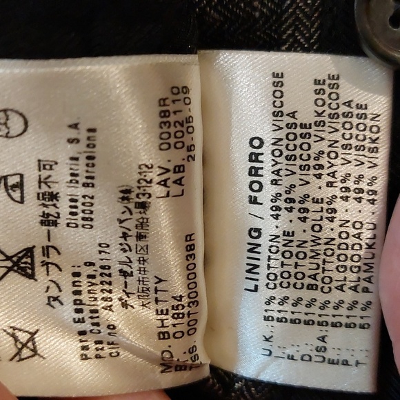 Diesel Black gold linen wool blend one botton blazer jacket size S - Picture 12 of 12